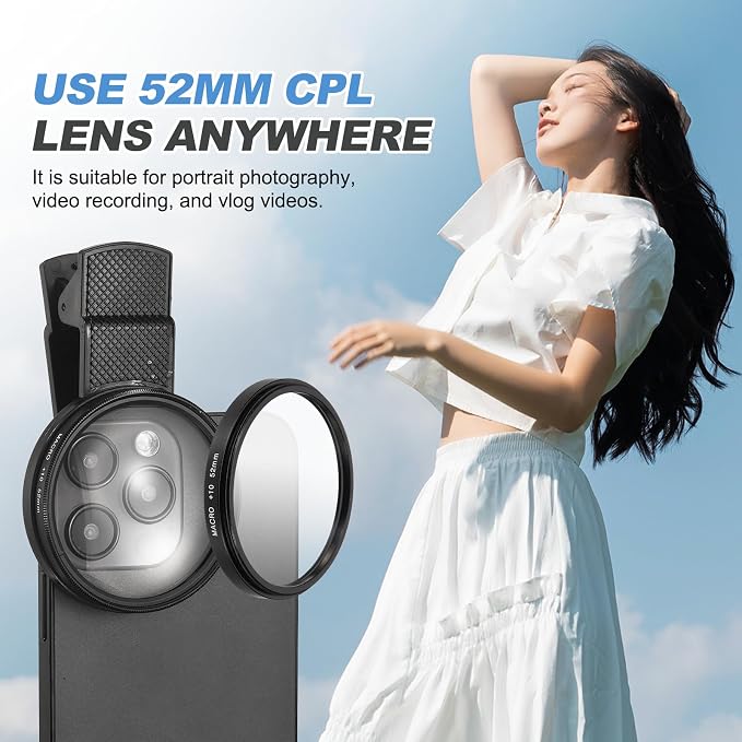 PATIKIL 52mm Phone Camera Lens, Clip-On 10x Macro Filter Circular Polarizing Lens for Most Smart Phones and DSLR Cameras, Black - Image 7