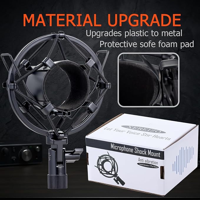 Microphone Shock Mount, Metal Mic Holder Clip for 1.65-1.85"(42-47mm) Diameter Condenser Mics Reduce Vibration Noise and Improve Recording Quality for Bluebird Baby Bottle CAD U37 GXL2200 - Image 6