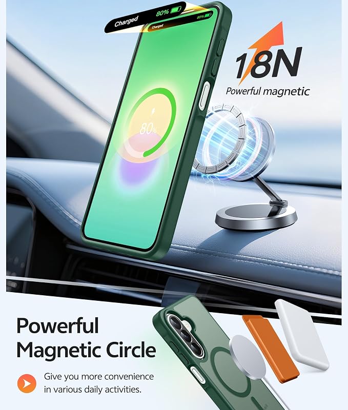 FNTCASE for Galaxy A27 5G Phone Case, Fit for Magsafe, Screen Protector | Translucent Matte, 14FT Military Grade Drop Protection, Slim Shockproof Protective, for Samsung A 27 4G Cover, Green - Image 3