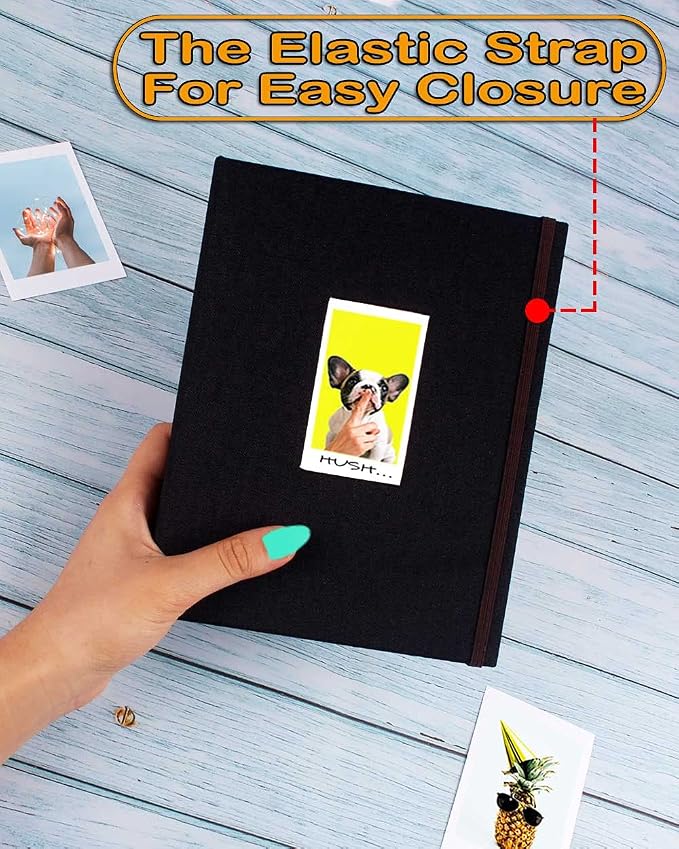 GPIRAL 2x3 Polaroid Photo Album Book 208 Vertical Photos - Linen Photo Album Compatible with Fujifilm Instax Mini Film 7s 8+ 9 11, Polaroid Snap/PIC 300, HP Sprocket, Zip Printer, Black - Image 2