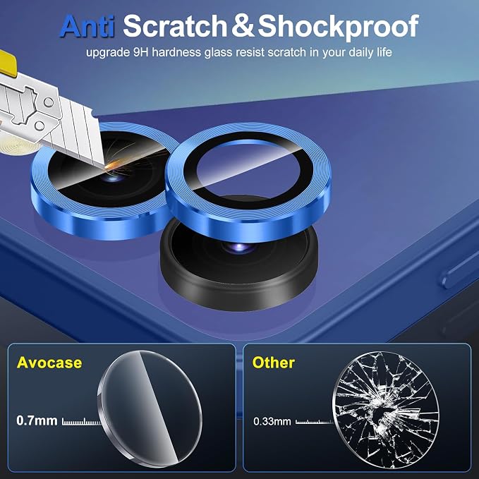 for Samsung Galaxy Z Flip 7 Camera Lens Protector, Individual Metal Ring Tempered Glass Lens Cover, [Strong Adsorption] Scratch Resistant Ultra-Thin HD Clear Lens Cover, 1 Set-Titanium Blue - Image 3