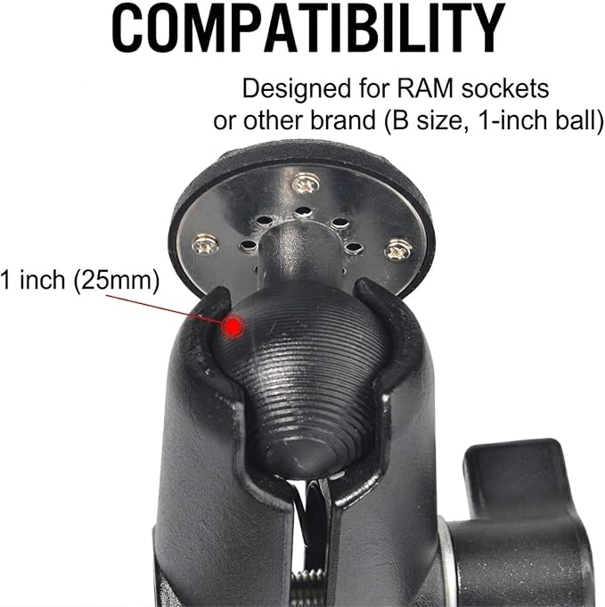 Universal Ham CB Radio Microphone Hanger, Round Knob Mic Holder Mount with 1inch(25mm) Ball Adapter for Motorola HLN9073B CDM1250 GM3688 GTX800 Kenwood TK768G TK868G TM471A Two Way Radio - Image 3
