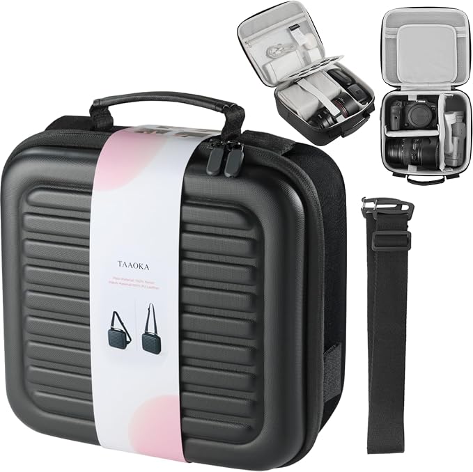 Camera Case Compatible with Canon EOS Rebel T7/R50/R6 Mark II/R100/R50 V/T6/R8/R10/R5 Mark II/RP/R7/5D Mark IV/SL3/R5/T100 DSLR SLR Camera, Lens and Tripod with Moveable Dividers and Shoulder Strap by TAAOKA