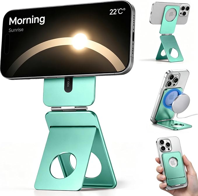 1ST IDEA for MagSafe Tripod Stand Ultra-Thin 0.23" | Aluminum Alloy Magnetic Tripod for iPhone, Flexible 20x Magnet Phone Stand Gift Accessories for Women Men for iPhone 17 16 15 14 13 12 Series by 1STIDEA