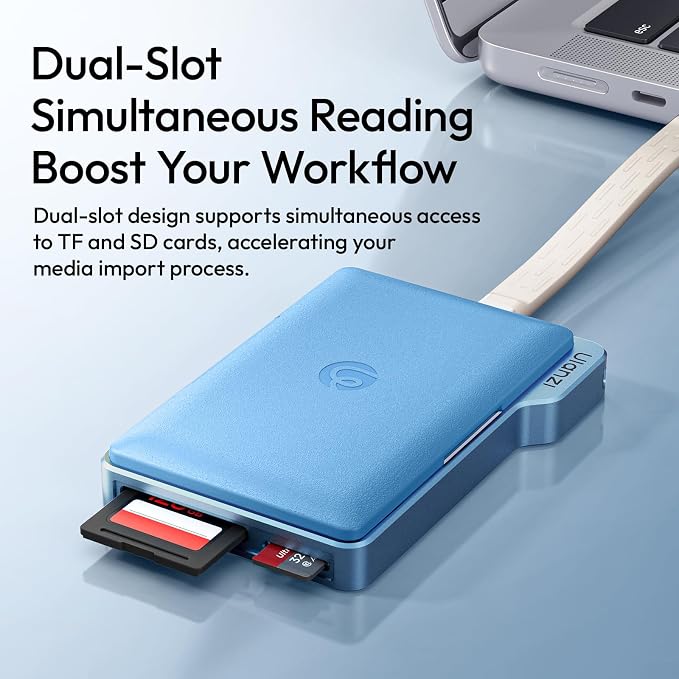 ULANZI DC01 Memory Card Case & USB-C Reader, 4 SD + 4 TF Slots | 312MB/s UHS-II, Dual-Slot Read, Aluminum Folder Magnetic Case with Lanyard Cable, 2.19oz Portable for Photographer - Image 5