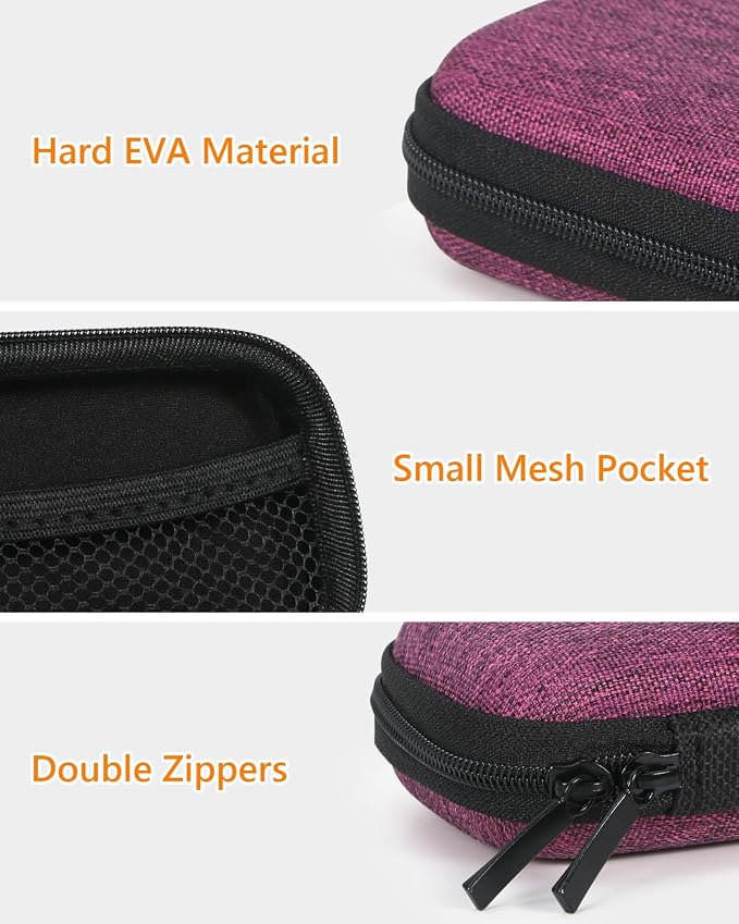 Mini Hard Earbud Case, Grape-Purple Cute Pouch for Samsung JBL Sony | Fits Apple Airpods, Earpods, Cable, Card, Earplugs, Heart Monitor, Small Protective Carrying Bag - Image 4