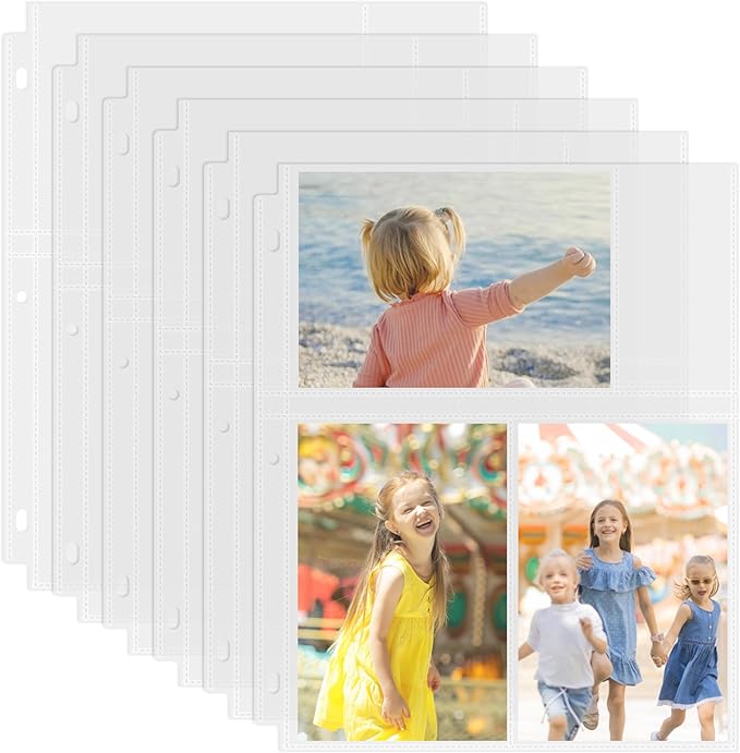 50 Pack 4 x 6 Photo Sleeves for 3 Ring Binder(300 Pictures) | Heavy-Duty Archival Photo Page Protectors, Clear Picture Album Refill Pages Holds, Acid-Free by Unknown