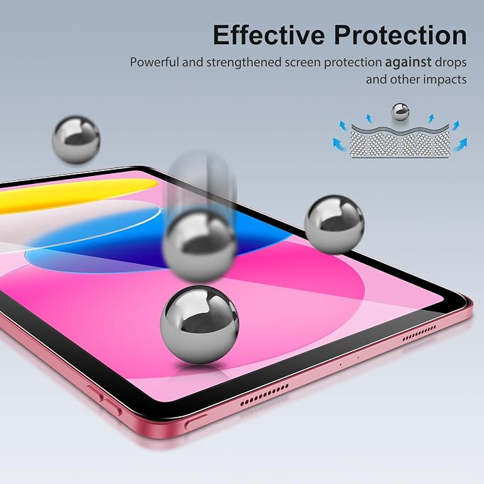 SPARIN 2+2 Pack Screen Protector for iPad (A16) 11th/10th Gen (11”/10.9”) | Tempered Glass + Camera Lens Protector Full Protection, Case Friendly, Anti Scratch, Apple Pencil Compatible-Pink - Image 4
