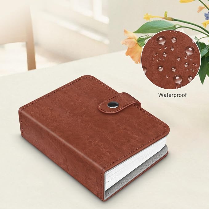 Fintie Mini Photos Album Book for 2x3 Inch Films - 52 Pockets Small Albums | For Fujifilm Instax Mini, Polaroid Hi-Print Pictures, Portable Kpop Photocard Holder, Travel Memory Book, Vintage Brown - Image 4
