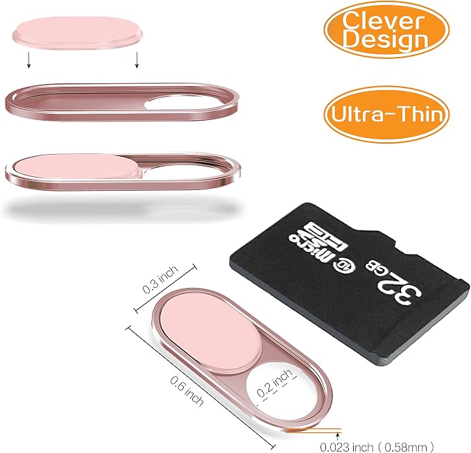imluckies Metal Webcam Cover Slide, 0.023in Camera Cover for Laptop Computer, MacBook Pro/Air iMac iPad Tablet iPhone 8/7/6 Plus, Echo Show/Spot Web Camera Blocker Protect Your Privacy [2 Pack Pink] - Image 5