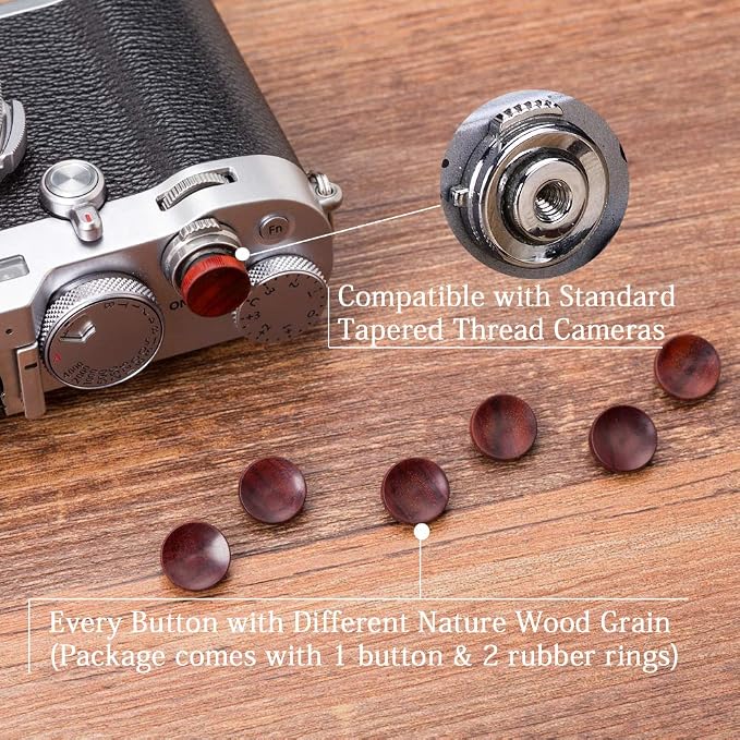 Wood Soft Shutter Release Button | Delicate Camera Shutter Button 12mm Concave Surface Red(Wood Grain Random) - Image 6