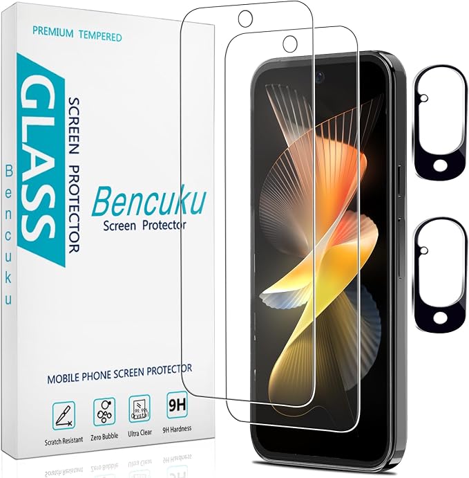 2+2 Pack Screen Protector for Google Pixel 10 Tempered Glass | with Camera Lens Protector, Fingerprint ID Compatible, Anti Scratch, Bubble Free by Bencuku