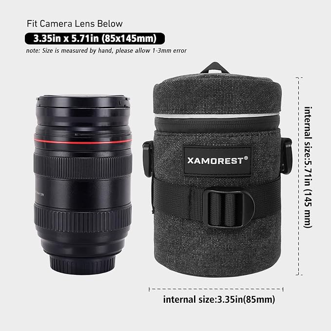 Camera Lens Case Lens Bag Compatible (3.15" x 5.71"(Canvas, Black)) - Image 3