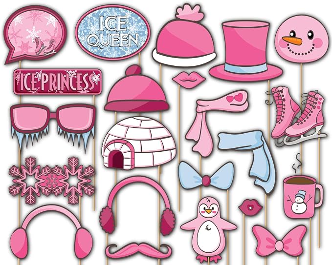 Ice Skating Photo Booth Props Kit - 20 Pack Party Camera Props Fully Assembled by BirthdayGalore