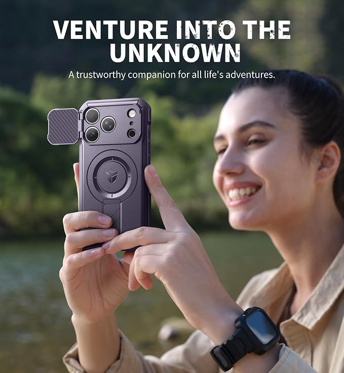 Dexnor for iPhone 17 Pro Case, [Built-in Flip Camera Cover & Camera Control Cover & Kickstand], Compatible with MagSafe, Heavy-Duty Rugged Shockproof Magnetic Phone Cover, 6.3 inch Phantom Purple - Image 8