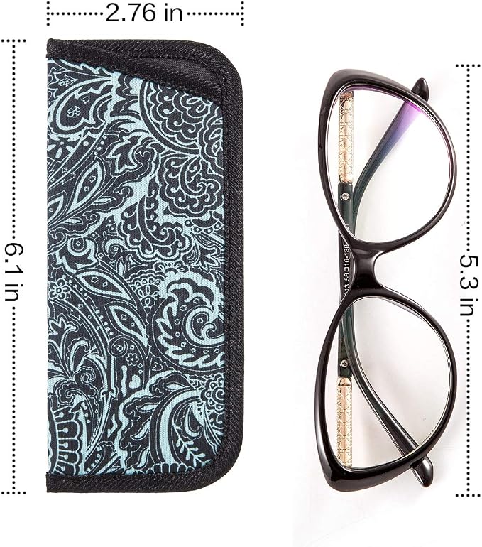 TRIUMPH VISION 3 Pack Reading Glasses Pouch Soft Case Eyeglass Sleeve Slim | Alternative to Bulky Case in bag, Lightweight Lined Padded Protect Optical lens Slip in, Cute Pattern Portable for Daily Use - Image 2