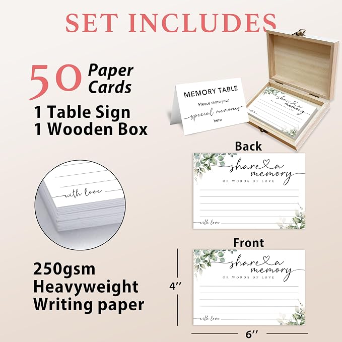 Share A Memory Card for Celebration Of Life - 50 Pcs Memorial Cards, Memory Box for Graduation Wedding, Funeral Keepsake for Celebration Of Life Decorations -A01 - Image 2