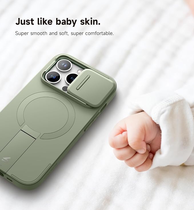 SURITCH for iPhone 14 Pro Case with Magnetic Camera Slide Cover and Adjustable Kickstand, Compatible with MagSafe, Shockproof Bumper Case Slim Protective Cover for iPhone 14 Pro 6.1 Inch, Green - Image 6