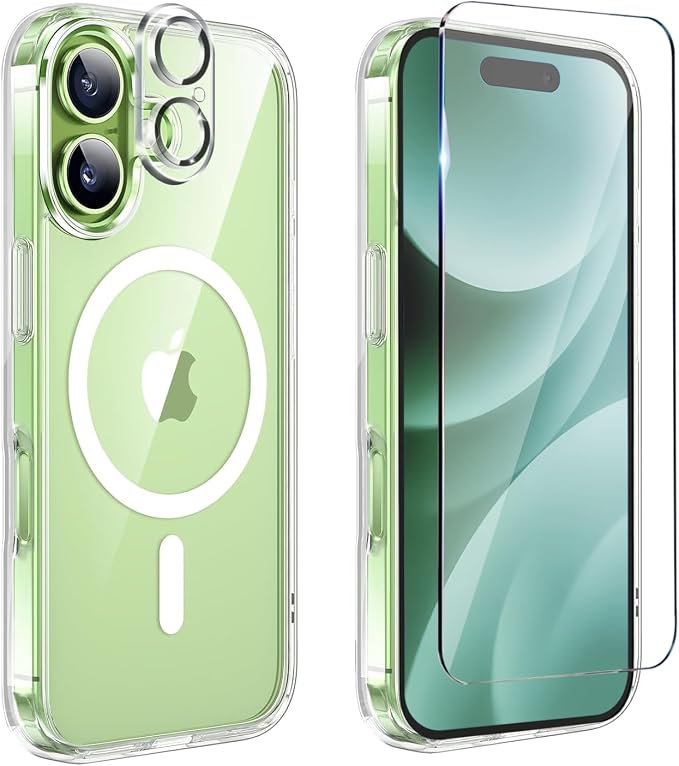 for iPhone 17 Case Clear,Magnetic iPhone17 Case with Screen Protector & Camera Protector [Compatible with MagSafe], Shockproof TPU Cover for iPhone 17-Transparent by Unknown