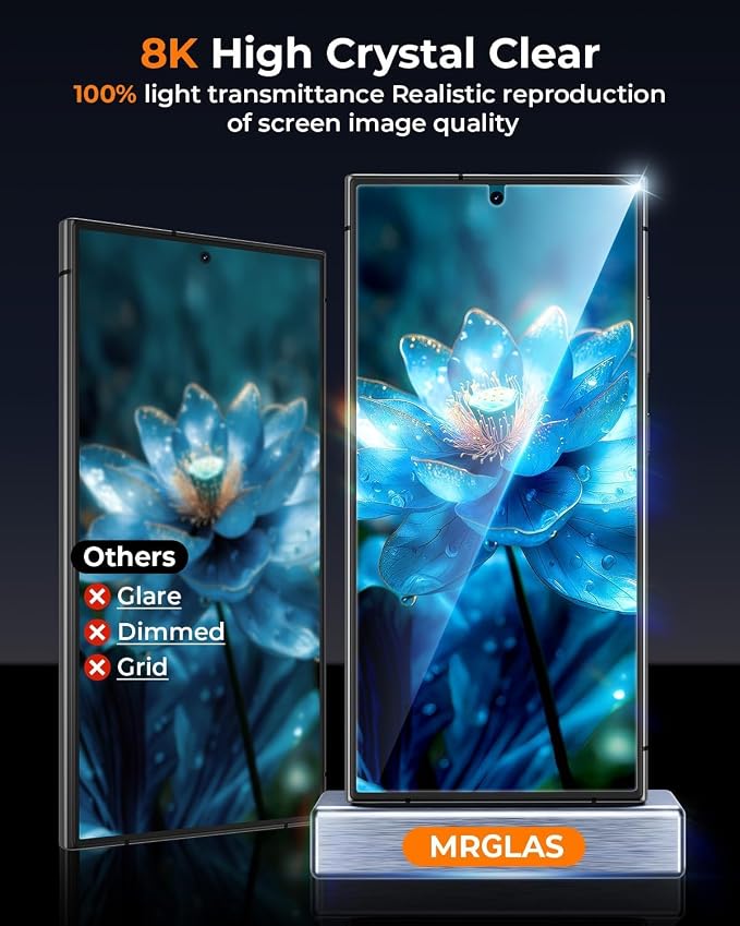 TOP 9H+ 2+2 Packs for Samsung Galaxy S24 Ultra Screen Protector 6.8'' | With Camera Lens Protector [Auto-Dust Removal&100% Fingerprint Unlock] HD Tempered Glass 10X Military Protection, Zero-Bubble - Image 5