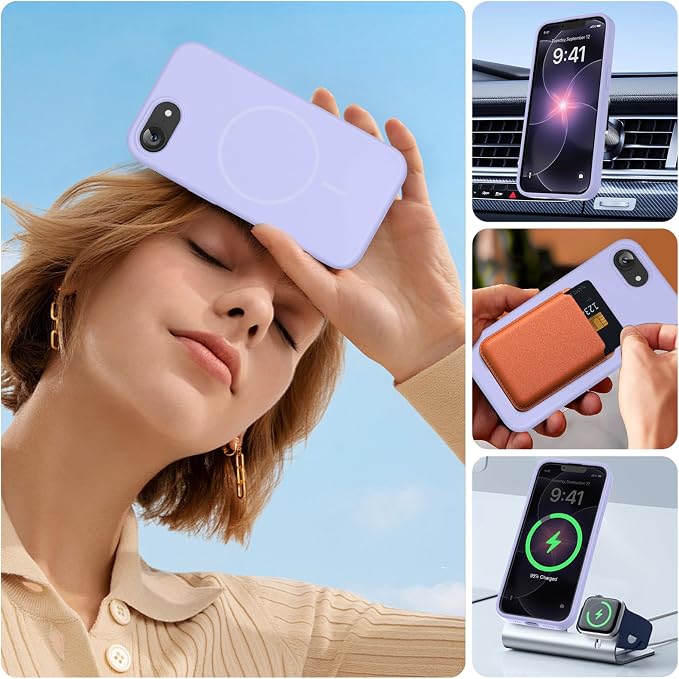 miracase Magnetic for iPhone 17e Case & iPhone 16e Case, [Soft Anti-Scratch Microfiber Lining], Compatible with MagSafe, Silicone Shockproof Protection Phone Case for iPhone 17e/16e, Light Purple - Image 7