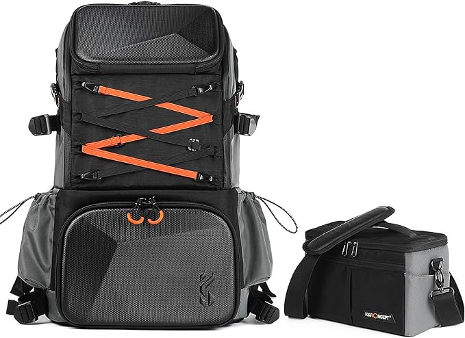 K&F CONCEPT Camera Bag 32L, 2 in 1 Camera Backpack | EVA Hardshell, Large Capacity, Rain Cover, 15.6" Laptop Compartment, Compatible with Sony Canon Nikon Fuji, B05 by KFCONCEPT