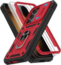 Fit for Samsung Galaxy S23+ Plus Case with Screen Protector*2, Build in 360° Rotating Ring Kickstand, Military Grade Protective Case for Samsung S23 Plus Phone, Red by Gritup