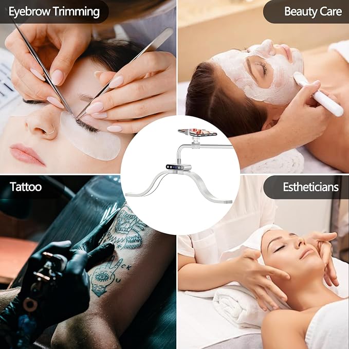 Lash Light for Eyelash Tech-Esthetician Ring Light, Half Moon Light for Led Lash Lamp Extensions, Tattoo Artists, Nail Tech - Cool, Warm Lamp with Adjustable Brightness & Height, Phone Holder (White) - Image 7