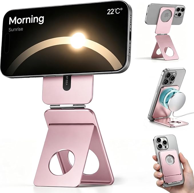 1ST IDEA for MagSafe Tripod Stand Ultra-Thin 0.23" | Aluminum Alloy Magnetic Tripod for iPhone, Flexible 20x Magnet Phone Stand Gift Accessories for Women Men for iPhone 17 16 15 14 13 12 Series by 1STIDEA