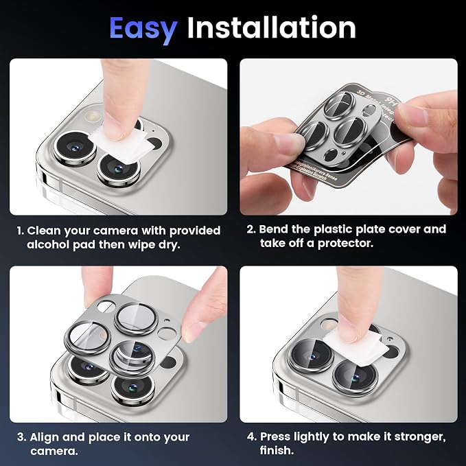 Tensea for iPhone 15 Pro Max/iPhone 15 Pro Camera Lens Protector | Metal Aluminum Alloy Tempered Glass Cover Camera Screen Protector Accessories, Case Friendly - Image 7