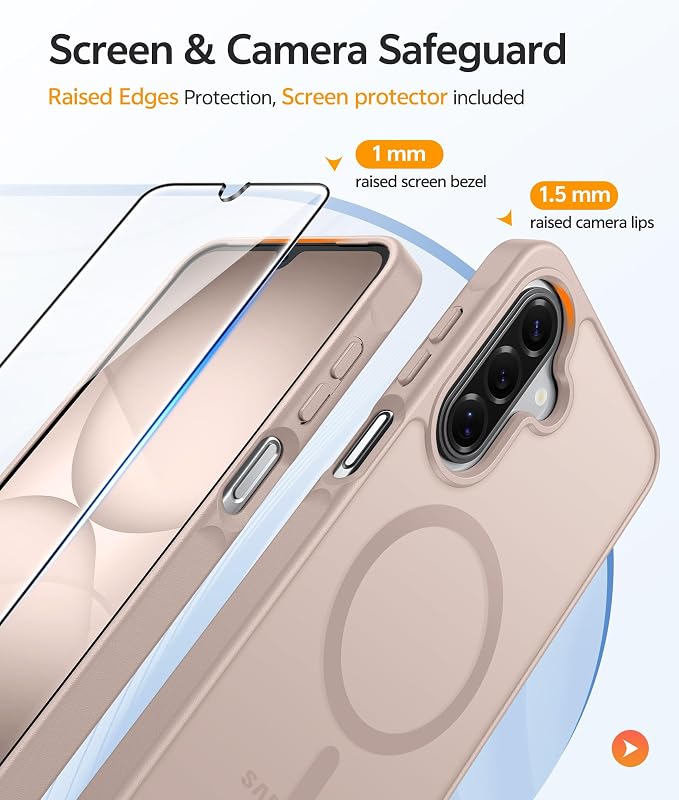 FNTCASE for Galaxy A17/A16 5G Phone Case, Fit for Magsafe, Screen Protector | Translucent Matte, 14FT Military Grade Drop Protection, Slim Shockproof Protective, for Samsung A 17 A 16 Cover, Desert Gold - Image 4