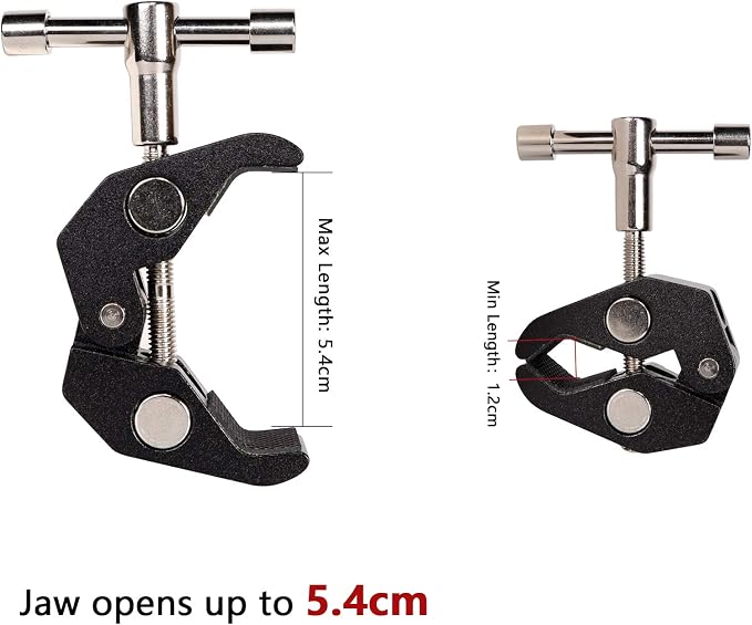4Pack Super Clamp with 1/4 and 3/8 Thread for Photography,Camera Monitor, Plate Glass,LED Light, Umbrellas,Hooks, Shelves, Cross Bars,Photo Accessories - Image 2