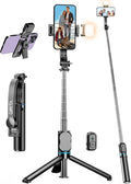 42" Selfie Stick Tripod with Fill Light Extendable Phone Stand All-in-1 Selfie Stick Travel Tripod with Detachable Remote & Phone Holder Cell Phone Tripod Compatible with iPhone/Android by QIRITA