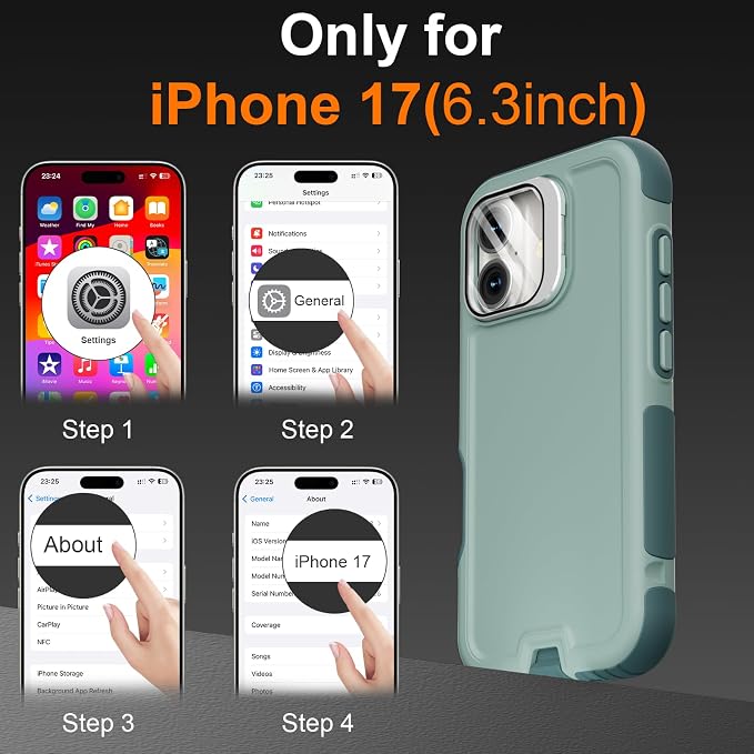 Follaroma Magnetic for iPhone 17 Case with Camera Cover Stand, Green, 6.3" | Built-in Glass Camera Cover Stand,Compatible with MagSafe,Heavy Duty Shockproof Protective,Military-Grade Anti-DropDual Case - Image 3