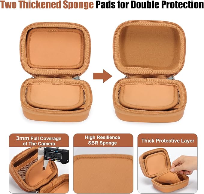 Cwatcun Digital Camera Case, Compact Protective Pouch for Kodak/Canon/Sony | Fits cameras up to 4.9"x3.5"x2.2". 900Dscratch-resistant, water-repellent, 3-layer shockproof sponge, detachable wristband. - Image 4