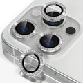 Misea Compatible for iPhone 16 Pro/iPhone 16 Pro Max Camera Lens Protector | 9H Tempered Glass Ultra HD Bling Camera Screen Protector Cover Metal Individual Ring Decoration Accessories, Silver Diamond by Misea