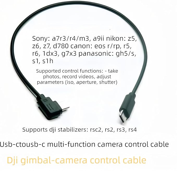 Camera Control Cable Cord,for DJI RS4 Pro, RS4 Mini, RS4, RS3 Pro, RS3, RS3 Mini, RSC2, RS2 Gimbal Stabilizer for Sony Canon Nikon Panasonic Fuji Olympus Camera USB Type C to Type C Right Angle Multi - Image 6