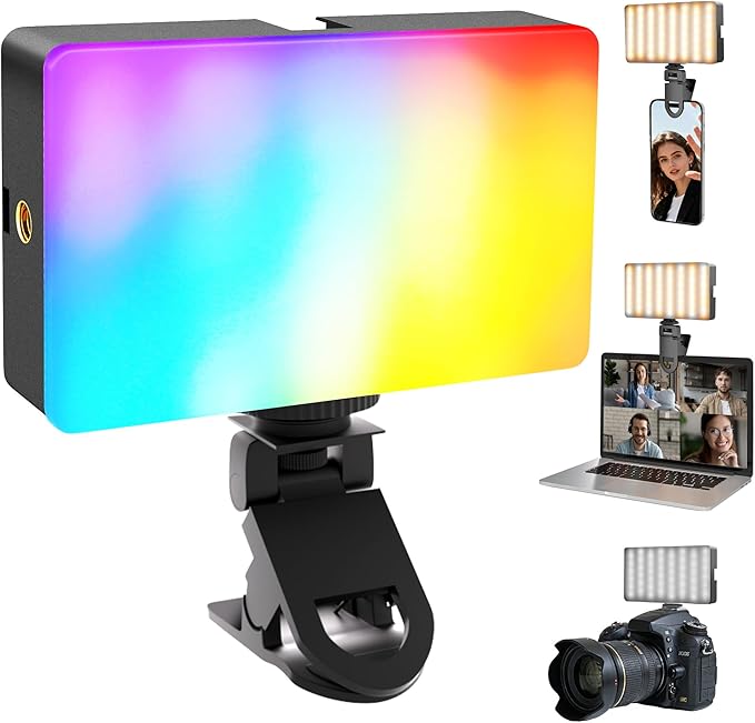 NiceVeedi RGB Selfie Light, 138 LED Beads Phone Light, 360° Full Color Camera Light with Clip and Cold Shoe, CRI95+/180 Minutes Rechargeable Video Light for Video Recording/iPhone/TikTok/Makeup/Zoom by NiceVeediOfficial