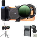 67mm Variable ND2-128 ND Filter Mount Kit with Magnetic Phone Camera Grip & Storage Pouch for iPhone 17 Air 16 15 14 Pro Max Accessories,Neutral Density Lens Filter Adapter Set w Cold Shoe & 1/4''Hole by Kiorafoto