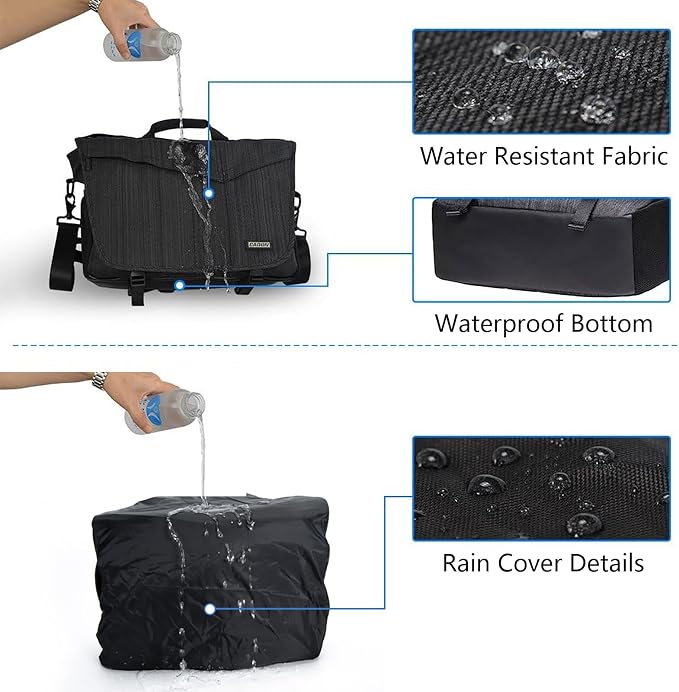 CADeN Camera Bag Case Shoulder Messenger Photography Bag with Laptop Compartment 14", Tripod Holder, Compatible for Nikon, Canon, Sony, DSLR SLR Mirrorless Cameras Waterproof Black - Image 6