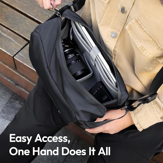 ULANZI BP11 8L Camera Sling Bag with Tripod Holder Everyday Carry | Lightweight Splash-Proof Anti-Theft Crossbody for DSLR/Mirrorless/ Laptop,Customizable Front Patch Pocket for Travel,Hiking - Image 6