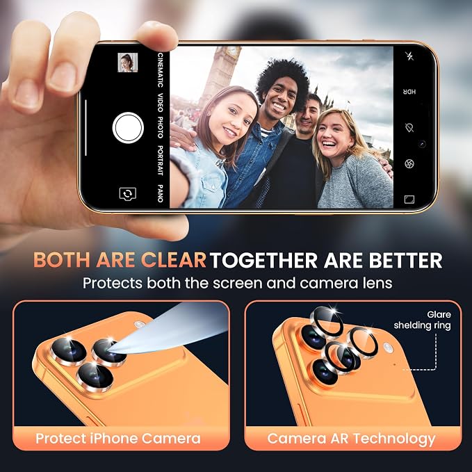 Fotbor Compatible with 3 Pack iPhone 17 Pro Screen Protector with 1 Set Camera Lens Protector, 2025 Upgrade 9H+ Premium Tempered Glass 17Pro, Easy Installation Kits, 6.3 inch - Image 6
