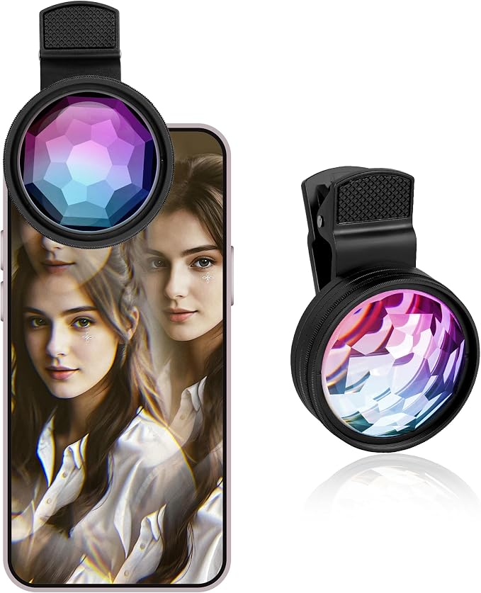 Kaleidoscope Prism Lens for iPhone & Android – Clip-On Multi Refraction Filter Lens for Mobile Photography, K9 Optical Glass Creative Phone Camera Attachment by YZOuOZY
