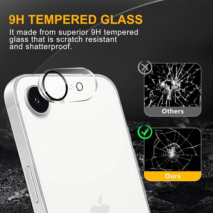 3 Pack Camera Lens Protector for iPhone 17e | Tempered Glass,Anti-Fingerprint,9H Hardness,Scratch Resistant,Easy to Install,Bubble Free,HD Clarity - Image 7