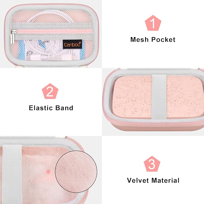 Canboc Carrying Case for HP Sprocket Portable 2x3 Instant Photo Printer | For Kodak Step Wireless Mobile Photo Printer, Zipper Mesh Bag fits Photo Paper Cable, Rose Gold - Image 5