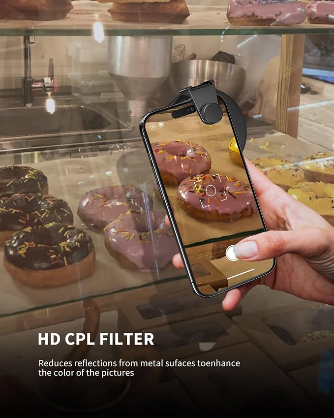 CPL Filter for Phone, 72mm Camera Polarized Lens Polarizing Filter with Metal Cold Shoe Phone Clip Compatible with iPhone 17 16 15 14 13 12 11 X XS Plus PRO Max Samsung Galaxy Motorola Pixel - Image 2