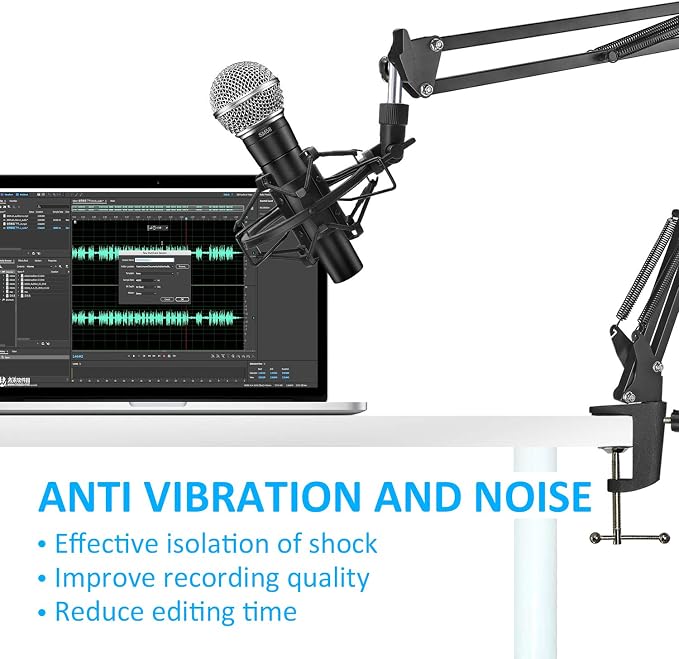 SUNMON SM58S Microphone Shock Mount Holder with Foam Windscreen for Absorbe Vibration and Noise, Pop Filter Suitable for SM58S, SM58 Dynamic Mic - Image 3