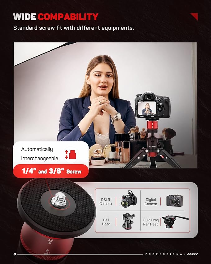 IFOOTAGE Cobra 3 Base Aluminum Desktop Mini Tripod for Camera | Tabletop Small Tripod with 1/4" & 3/8" Screws Compatible with Sony Nikon Canon DSLR Cameras, Payload 17.64lbs - Image 3