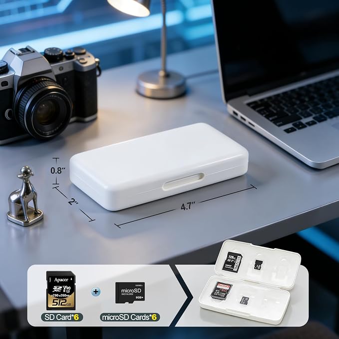SD Card Holder Case, 6 Slots Memory Card Carrying Storage Box for SD and MicroSD Cards, Compact and Portable - Image 2
