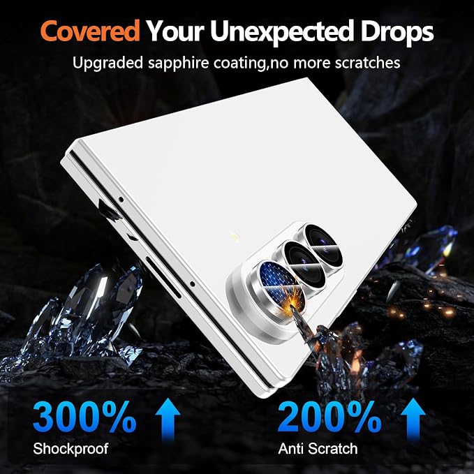 for Samsung Galaxy Z Fold 8 Ultra Camera Lens Protector, Individual Metal Ring Tempered Glass Lens Cover, [Strong Adsorption] Scratch Resistant Ultra-Thin HD Clear Lens Cover, 1 Set-Slivery Ring - Image 5
